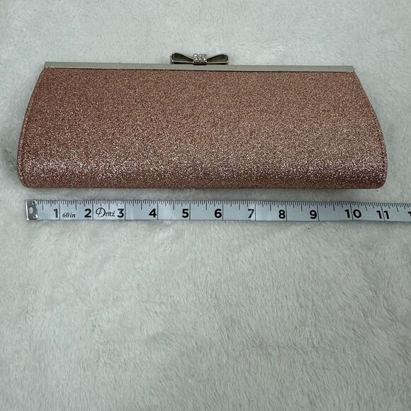 INC International Concepts Sparkle Clutch Rose Gold Glitter Covered Mini Purse - Picture 5 of 6